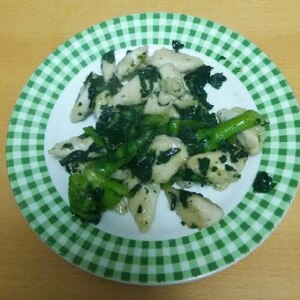 菜の花と鶏肉のごま油炒め